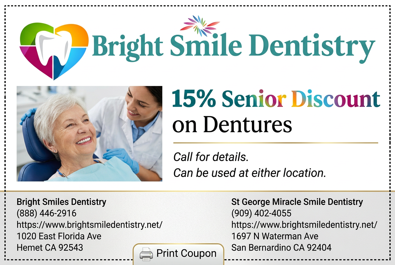 15% Senior Discount on Dentures coupon — Bright Smile Dentistry